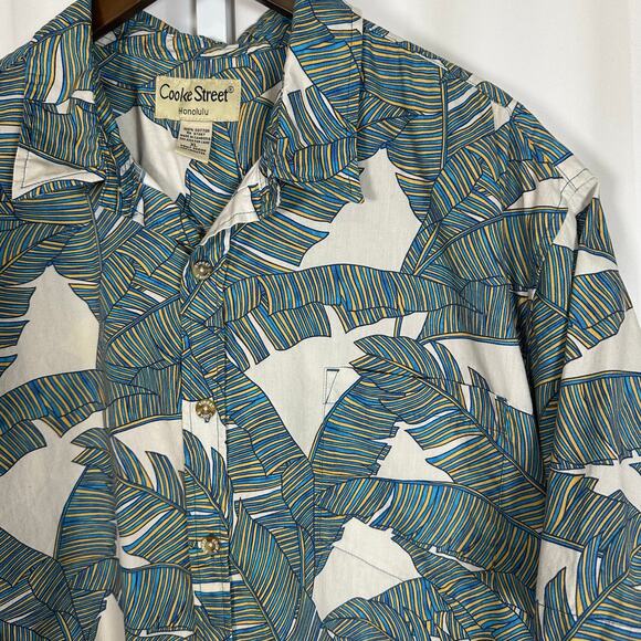 Cooke Street Honolulu Hawaiian Shirt 100% Cotton Men's XL Tropical Leaf Print - Picture 3 of 8